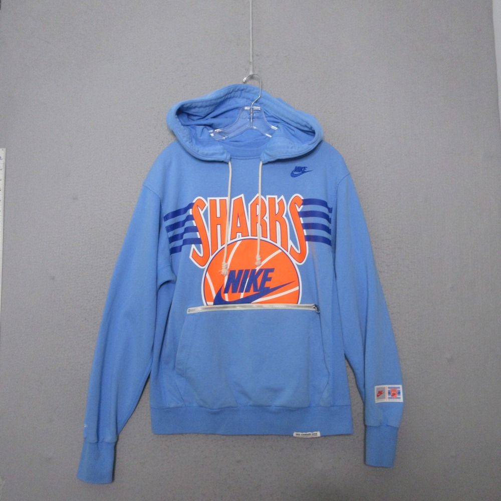 Nike Dri Fit Hoodie Small Sharks Basketball Standard Issue Blue Zip Pocket NWT